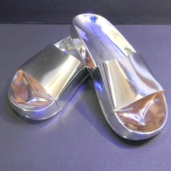 Shoes - Chinese Laundry Silver Chrome Slide Slip-on Sandals Size 7 NWOB